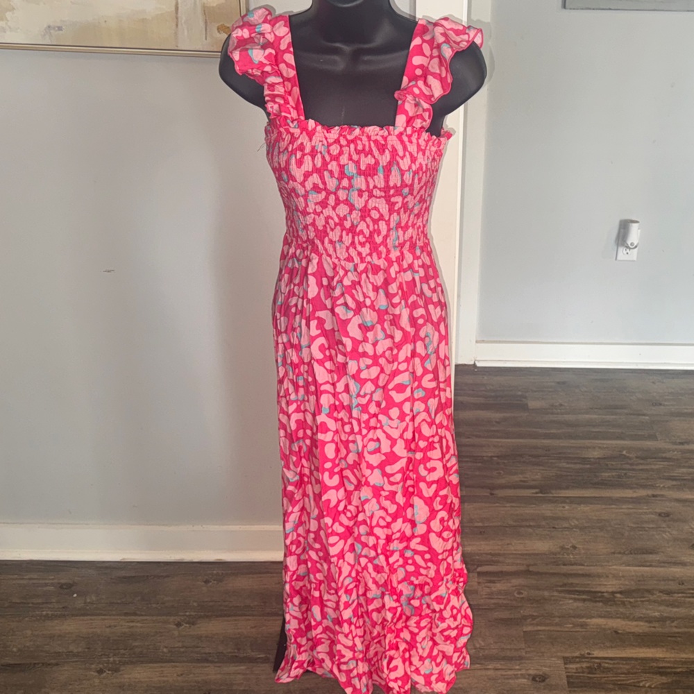 Pink and White Patterned Dress